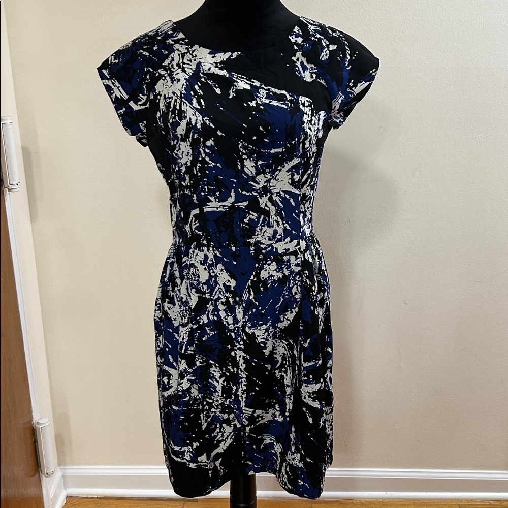 Mango Casual Black and Blue Patterned Dress ( 1141 )